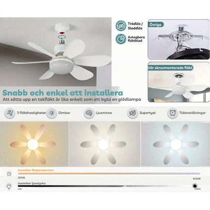 LampFläkt™ - Takfläkt och belysning i ett – installerad på 60 sekunder